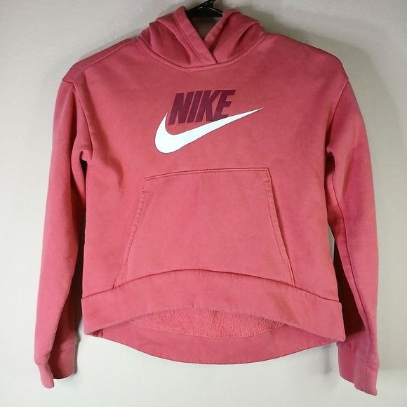 Nike Other - NIKE GIRLS HOODIE MEDIUM FRONT POUCH POCKET PINK W/WHITE LOGO BB24‎